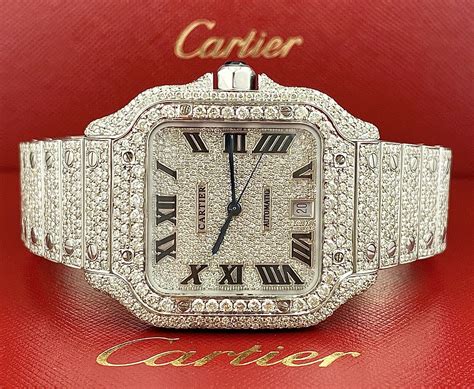 iced out cartier watch cheap